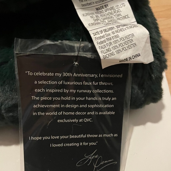 Dennis Basso 30th Anniversary Faux Fur Throw Blanket - Emerald - Picture 5 of 5